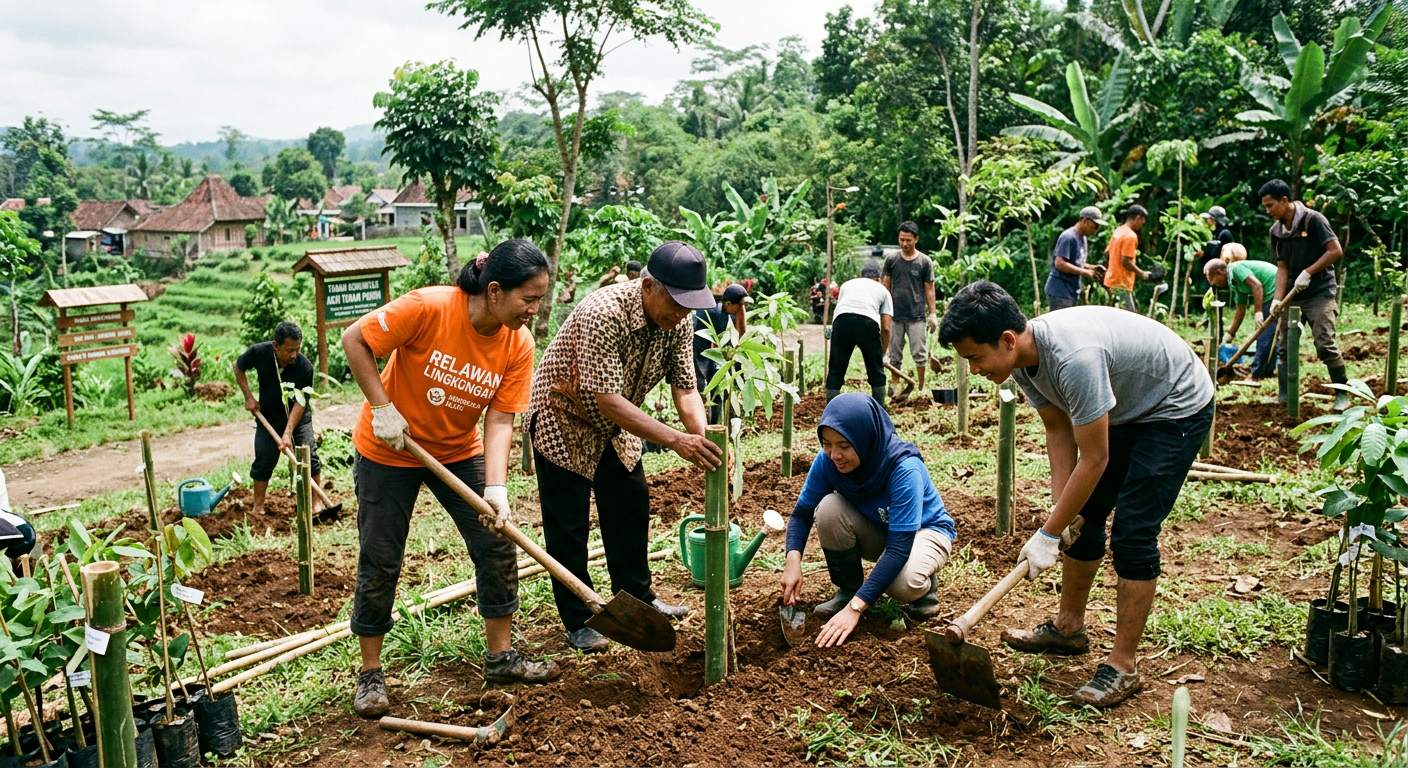 LIVESGP LAMPUNG Hijau - Program lingkungan seperti gotong royong dan penanaman pohon.